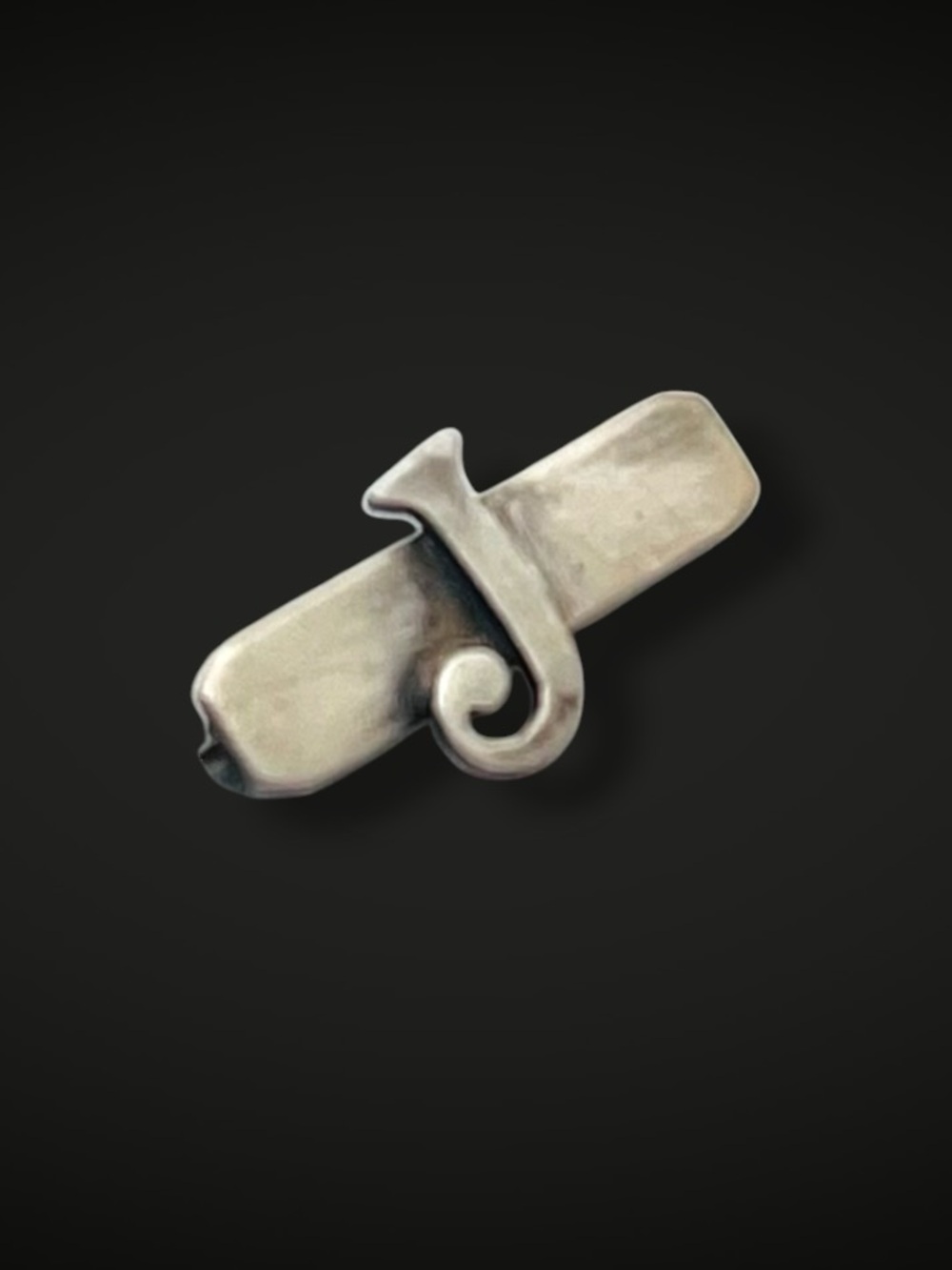 Dainty Vintage Sterling Silver Letter "J" Initial Monogram Bar Brooch Estate Pc